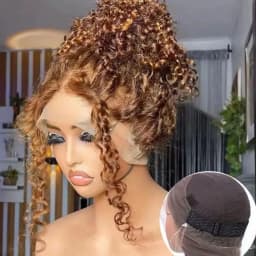 Highlight HD Invisible Strap 360 HD Lace Wig Pre Plucked Deep Wave Curly 200% Density 360 Invisible Drawstring Transparent Lace Frontal Wigs Highlight Wig Human Hair
