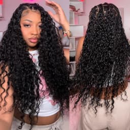 Miracle Knots Knotless Crochet Human Hair Extensions Pre Separated Pre Fluffed Deep Curly Deep Wave Feather Line Hair Pre Looped With String Reusable Bulk Hair For Boho Invisible Braids 60G/pack For Women