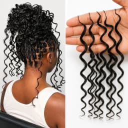 Miracle Knots Knotless Crochet Human Hair Extensions Pre Separated Pre Fluffed Deep Curly Deep Wave Feather Line Hair Pre Looped With String Reusable Bulk Hair For Boho Invisible Braids 60G/pack For Women