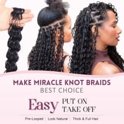 Miracle Knots Knotless Crochet Human Hair Extensions Pre Separated Pre Fluffed Deep Curly Deep Wave Feather Line Hair Pre Looped With String Reusable Bulk Hair For Boho Invisible Braids 60G/pack For Women