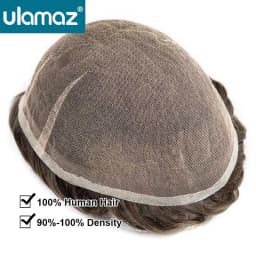 Natural Hairline Man Wig Clear Swiss Lace Toupee Invisible Male Hair Prosthesis Real Hair Bleach Knot Wigs For Men Full Lace Wig