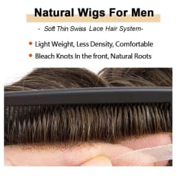 Natural Hairline Man Wig Clear Swiss Lace Toupee Invisible Male Hair Prosthesis Real Hair Bleach Knot Wigs For Men Full Lace Wig