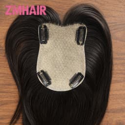 Silk Base Straight Hair Clips Toppers For Women Natural Looking Remy Human Hair Topper With Clips Breathable Hairpieces Systems