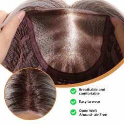MONO Glueless Bob Wig for Women Ash Brown Highlight Synthetic Hair Middle Part Natural Scalp Lightweight Breathable