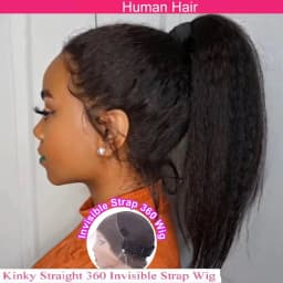 40 Inch Kinky Straight Human Hair Wigs 360 Lace Front Wig Invisible Strap HD Pre Plucked Brazilian Hair 360 Full Lace Wig For Women