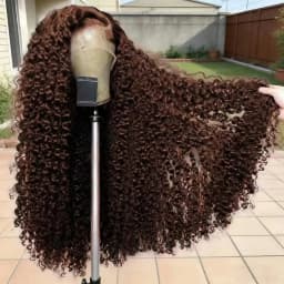 250% Chocolate Brown Deep Wave 13x6 HD Lace Frontal Human Hair Wigs 30 36 Inch Remy #4 Colored Loose Curly 13x4 Lace Front Wig