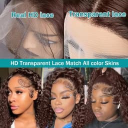 250% Chocolate Brown Deep Wave 13x6 HD Lace Frontal Human Hair Wigs 30 36 Inch Remy #4 Colored Loose Curly 13x4 Lace Front Wig