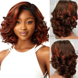 100% Human Hair Wig Highlight Bob Bouncy Loose Curly 12" 250% Density 5x5 HD Lace Closure Glueless Wigs Human Hair Ready To Wear