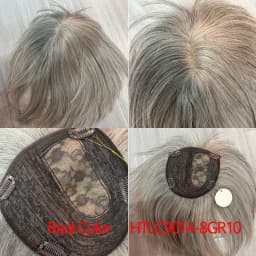 Short 6.5*6.5inch Large Base Hair Pieces Silver Gray Human Hair Toppers 10 inch Toppers for Women with Multiple Non-slip Clips