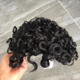 20MM Curly Toupee For Black Men Human Hair Replacement System Hair Topper Pieces for Men Durable Replacement Capillary Prosthesi