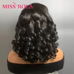 Miss Rola 12A Remy 5X5&13X4 Bouncy Curly Pixie Cut Lace Front Human Hair Wigs Transparent Lace Brazilian Hair Wig 99J Highlight