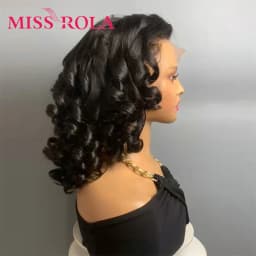 Miss Rola 12A Remy 5X5&13X4 Bouncy Curly Pixie Cut Lace Front Human Hair Wigs Transparent Lace Brazilian Hair Wig 99J Highlight