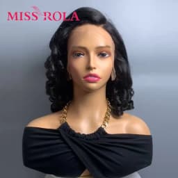 Miss Rola 12A Remy 5X5&13X4 Bouncy Curly Pixie Cut Lace Front Human Hair Wigs Transparent Lace Brazilian Hair Wig 99J Highlight