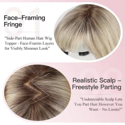 Ombre Gray Blonde Real Human Hair Toppers 6.5*6.5inch Large Base 4Clips Topper 10inch Hair Topper for Women with Bangs Side Part
