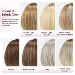 Ombre Gray Blonde Real Human Hair Toppers 6.5*6.5inch Large Base 4Clips Topper 10inch Hair Topper for Women with Bangs Side Part