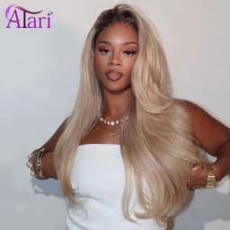 Brown Roots Ash Blonde Ombre Body Wave Human Hair Wigs Transparent Darwstring 13X6 Lace Frontal Wig Pre Plucked for Women