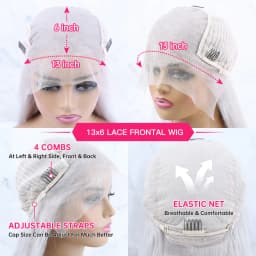 13x6 Silver Gray Lace Frontal Wigs For Women Bone Straight Grey Lace Front Human Hair Wigs Pre Plucked Hairline with Baby Hair 220% Density 38 40 42 inch