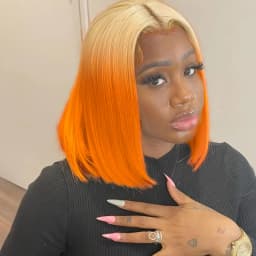 613 Orange Human Hair Wigs Straight Bob 13x4 Lace Front Wigs With Baby Hair PrePluck  Blonde Yellow For Women