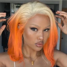 613 Orange Human Hair Wigs Straight Bob 13x4 Lace Front Wigs With Baby Hair PrePluck  Blonde Yellow For Women