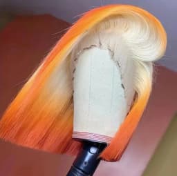 613 Orange Human Hair Wigs Straight Bob 13x4 Lace Front Wigs With Baby Hair PrePluck  Blonde Yellow For Women