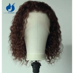 Amethyst Curly #3 Dark Brown Short Bob Wig for Men PrePlucked 13x6 Lace Front Cap Brazilian 100% Human Hair 150% Pre Styled
