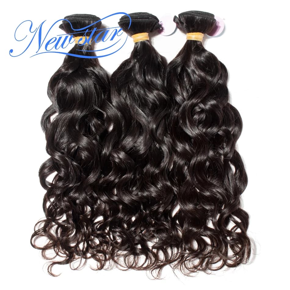 New Star Brazilian Natural Wave Virgin Human Hair 3 Bundle Thick Extension Intact Cuticle Unprocessed Water wave Hair Weaving