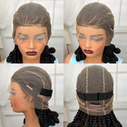 Full Lace Braided Wigs Synthetic Natural Cornrow Braids Wig Handmade Bantu Braiding Hair Wigs with Baby Hair for Black Women
