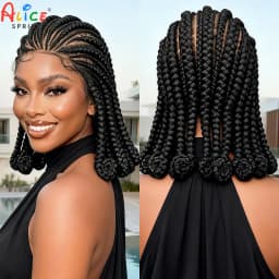 Full Lace Braided Wigs Synthetic Natural Cornrow Braids Wig Handmade Bantu Braiding Hair Wigs with Baby Hair for Black Women