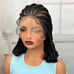 Full Lace Braided Wigs Synthetic Natural Cornrow Braids Wig Handmade Bantu Braiding Hair Wigs with Baby Hair for Black Women