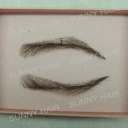 EB015 invisible swiss lace relastic hand made human hair false eyebrow DARK brown color