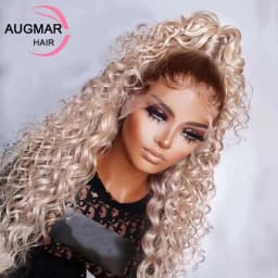 13x4 Ash Blonde Curly Lace Front Human Hair Wigs For Women 180% Remy HD 13x6 Human Hair Wigs Brazilian 360 Deep Wave Frontal Wig