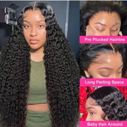 360 HD Full Lace Frontal Wigs Human Hair 200 Density Natural Colored Deep Curly Wave Lace Front Wigs 50 52 Inch Long Remy Hair