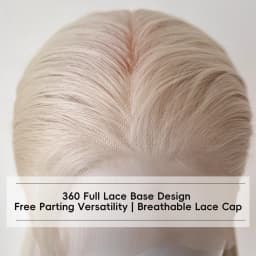Full Lace Wig 22" Platinum Blonde Synthetic Hair White Silver Blonde Glueless Cosplay Festival Party Wigs Unisex HandTied Heat