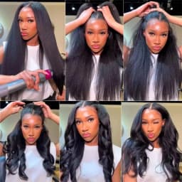 FRIZIRA 180% Density Kinky Straight Invisi Strap 360 Lace Frontal Wig Drawstring Wigs 30 40 Inch Kinky Straight U V Part Wig Human Hair