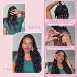 Smilegirl 1/3/4/5 Packs Burmese Curly Feather Crochet Human Hair Boho Braided Knotless Pre-Separated Natural Black Lightweight Reusable Crochet Hair Extensions