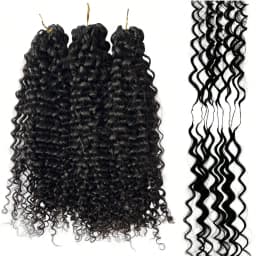 Smilegirl 1/3/4/5 Packs Burmese Curly Feather Crochet Human Hair Boho Braided Knotless Pre-Separated Natural Black Lightweight Reusable Crochet Hair Extensions