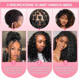 Smilegirl 1/3/4/5 Packs Burmese Curly Feather Crochet Human Hair Boho Braided Knotless Pre-Separated Natural Black Lightweight Reusable Crochet Hair Extensions
