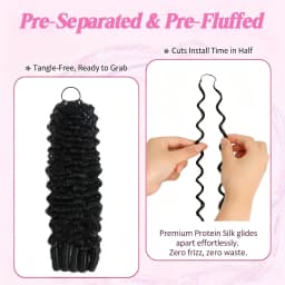 Smilegirl 1/3/4/5 Packs Burmese Curly Feather Crochet Human Hair Boho Braided Knotless Pre-Separated Natural Black Lightweight Reusable Crochet Hair Extensions