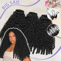 Smilegirl 1/3/4/5 Packs Burmese Curly Feather Crochet Human Hair Boho Braided Knotless Pre-Separated Natural Black Lightweight Reusable Crochet Hair Extensions