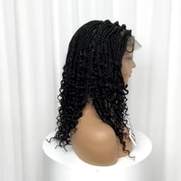 99J Burgundy Color Box Braided Wigs Synthetic Full Lace Knotless Square Box Braids Wig Curly Hair Wig for Women