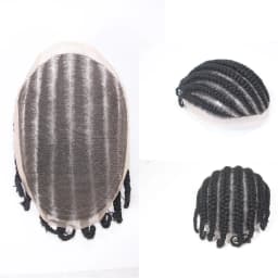 8 Cornrow Braids Afro Braids Male Hair Prosthesis V Eight Strand Braids Toupee for Men and Women Breathable Full Lace Human Hair