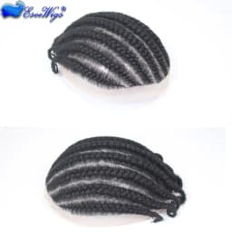 8 Cornrow Braids Afro Braids Male Hair Prosthesis V Eight Strand Braids Toupee for Men and Women Breathable Full Lace Human Hair