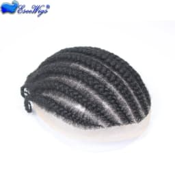8 Cornrow Braids Afro Braids Male Hair Prosthesis V Eight Strand Braids Toupee for Men and Women Breathable Full Lace Human Hair