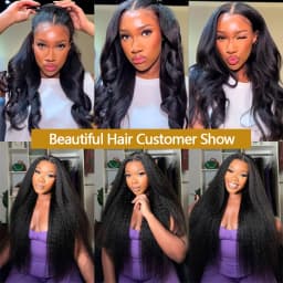 Kinky Straight Human Hair Bundles With 4x4 Transparent Lace Closure 12A Brazilian Virgin Remy Yaki Straight Weave Hair Bundles With Closure Natural Black 3 Bundles Human Hair Extensions For Black Women