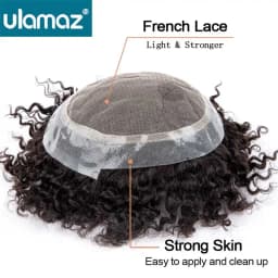 Australia Toupee Hair Men Curly Hair System For Men Pu Skin Lace Men Wig Natural Male Hair Prosthesis Indian Human Hair Man Wig