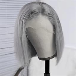 Short Bob Cut Straight Wigs Silver Grey Color Lace Front Wigs Brazilian Human Hair 13x4 Full Frontal Bob Wigs For Wholesale