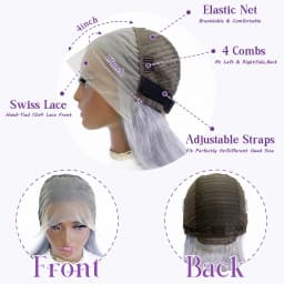 Short Bob Cut Straight Wigs Silver Grey Color Lace Front Wigs Brazilian Human Hair 13x4 Full Frontal Bob Wigs For Wholesale