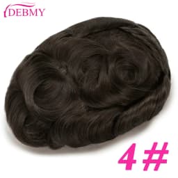 Male Hair Prosthesis 0.1mm Injection Skin Toupee Man Wigs For Men Breathable Australia Swiss Lace and PU Base 100% Human Hair