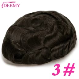 Male Hair Prosthesis 0.1mm Injection Skin Toupee Man Wigs For Men Breathable Australia Swiss Lace and PU Base 100% Human Hair