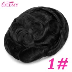 Male Hair Prosthesis 0.1mm Injection Skin Toupee Man Wigs For Men Breathable Australia Swiss Lace and PU Base 100% Human Hair